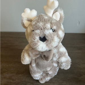 Little Miracles White Gray Baby‎ Reindeer with Bowtie Plush